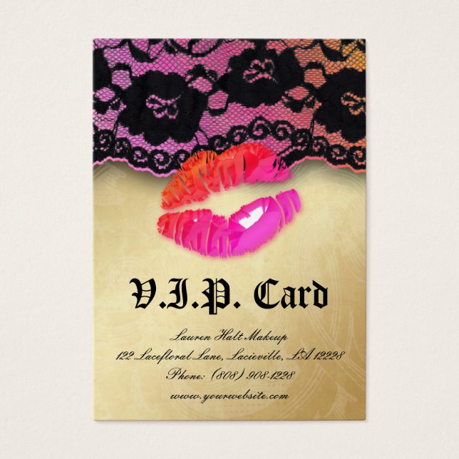 Makeup Glossy Lips N Lace VIP Card Pink Orange (Front)
