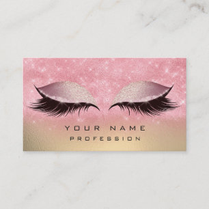 Makeup Gold Blush Pink Glass Eyes Lashes Glitter Business Card