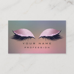 Makeup Grey Ombre Pink Glass Eyes Lashes Glitter Business Card