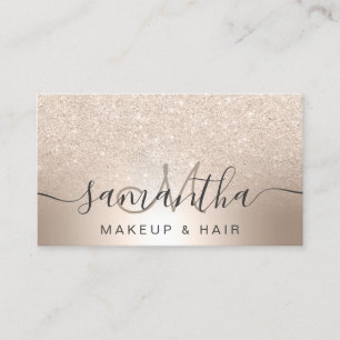 Makeup hair chic gold glitter ombre metallic foil business card