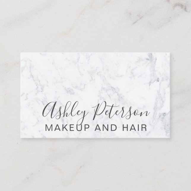 Makeup hair modern trendy chic elegant marble business card (Front)