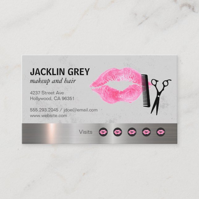 Makeup & Hair Punch Card | Metallic Texture Trim (Front)