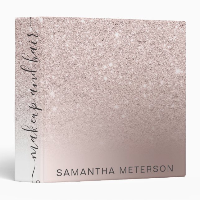 Makeup hair Rose gold glitter ombre metallic foil Binder (Front/Spine)