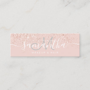 Makeup hair rose gold glitter pastel blush pink mini business card
