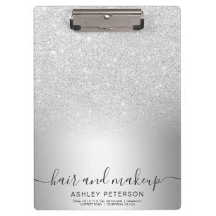 Makeup hair silver glitter ombre metallic foil clipboard