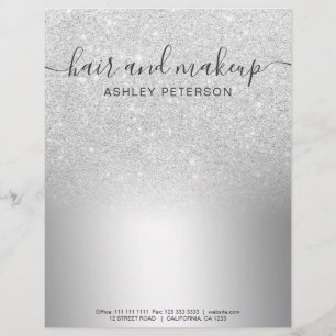 Makeup hair silver glitter ombre metallic foil letterhead