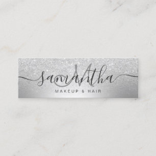 Makeup hair silver glitter ombre metallic foil mini business card