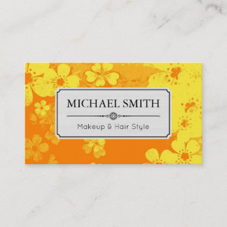 Makeup Hair Style Modern Retro Floral Pattern #6 Business Card