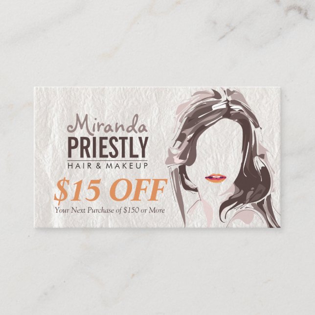 Makeup Hair Stylist Beauty Salon Discount Coupon Appointment Card (Front)
