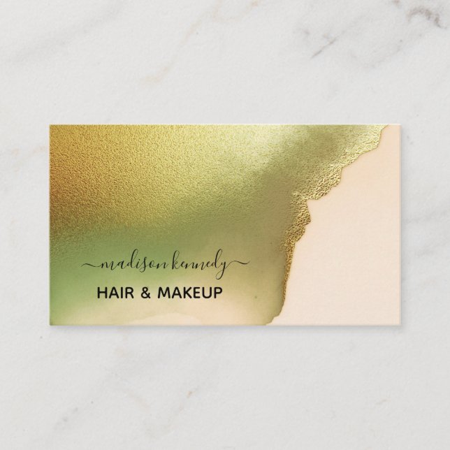 Makeup Hair Stylist Chartreuse New Tech Abstract Business Card (Front)