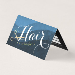 Makeup Hairdresser Blue Gold  Scissors Price List Business Card