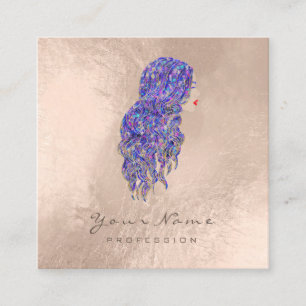 Makeup Hairdresser Lashes Mermaid Square Pearly Square Business Card