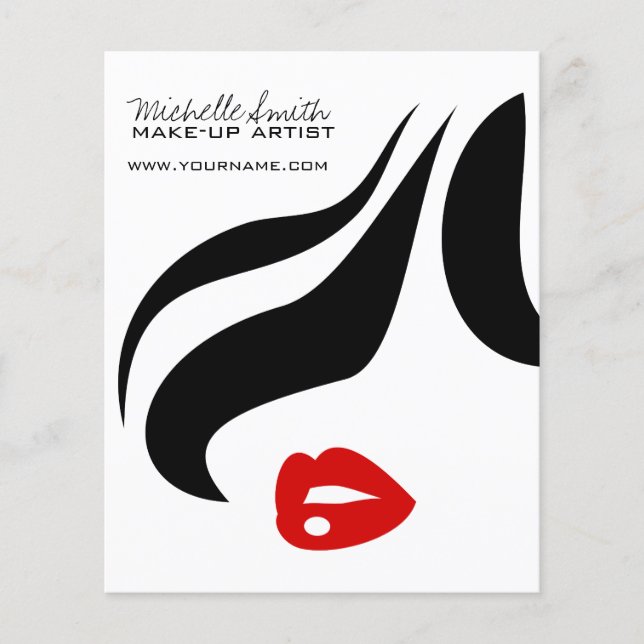 Makeup Icon Woman face in black white red lips Flyer (Front)
