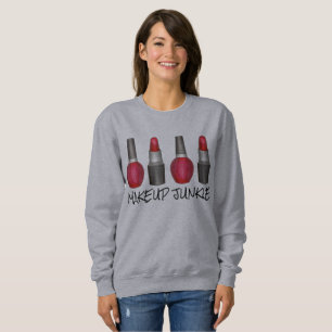 Makeup Junkie Red Lipstick Nail Polish Sweatshirt