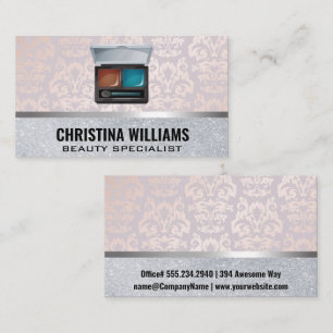 Makeup Kit Damask Glitter and Metal Business Card