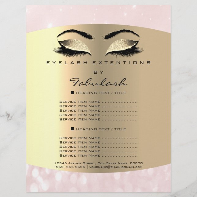Makeup Lash Beauty Diamond Pink Flyer Price List (Front)
