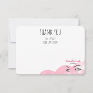 Makeup Lashes Brow Pink Thank you Qr Code Discount Card