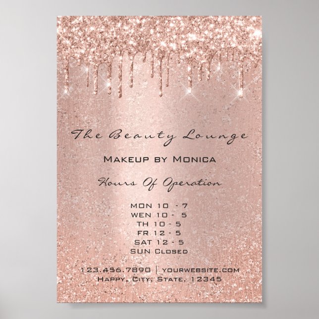 Makeup Lashes Opening Hours Salon Drip Rose Prices Poster (Front)