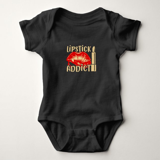 Makeup - Lipstick Addict Baby Bodysuit (Front)