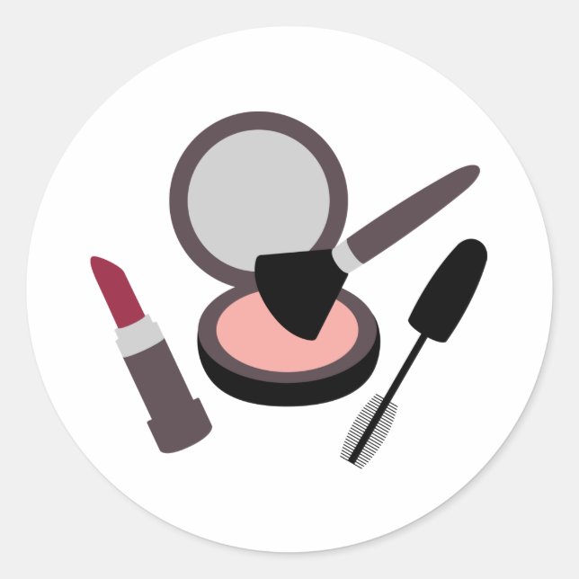Makeup Lipstick Mascara Blush Classic Round Sticker (Front)