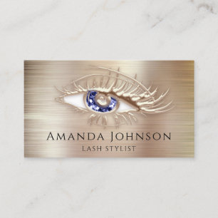 Makeup Logo Brown Blue Glitter Eyelash QrCode Rose Business Card