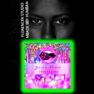 Makeup Logo Lips Holograph Drip Berry QRCODE LOGO Square Business Card