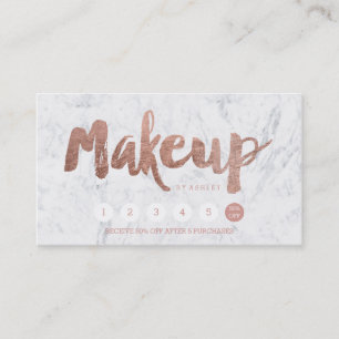 Makeup loyalty punch rose gold typography marble card