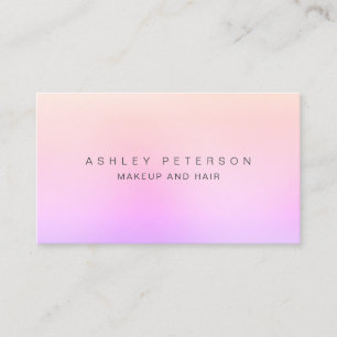 Makeup modern pastel pink coral purple gradient business card
