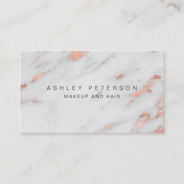Makeup modern  rose gold foil marble pattern business card (Front)