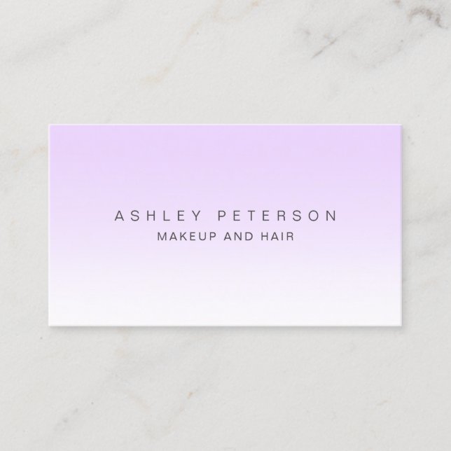 Makeup modern simple lavender white ombre business card (Front)