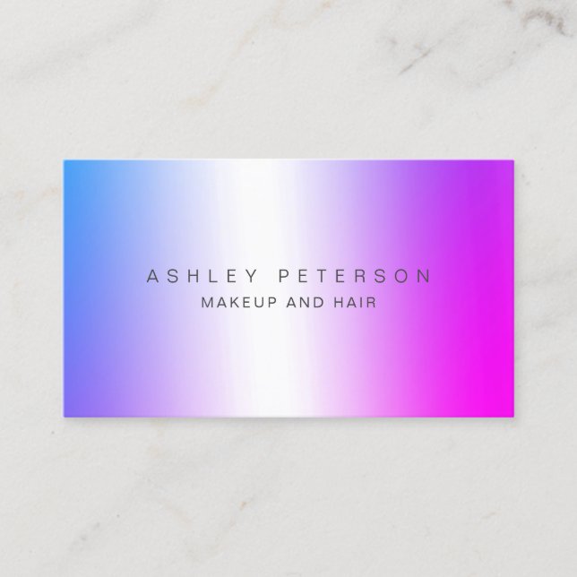 Makeup modern simple pink purple metallic foil business card (Front)