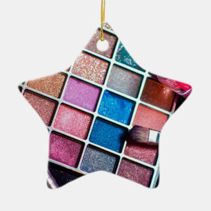 Makeup Palette and Brushes - Beauty Print Ceramic Ornament