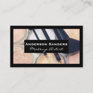 Makeup Palette and Brushes   Black Border Business Card