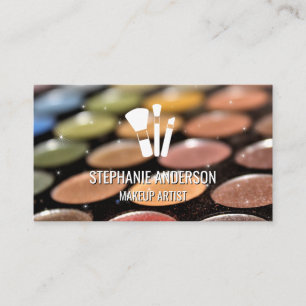 Makeup Palette Makeup Brush Logo Sparkle Business Card