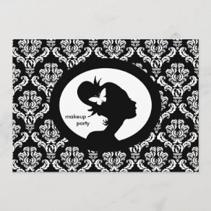 Makeup Party Invitation Butterfly Woman Silhouette