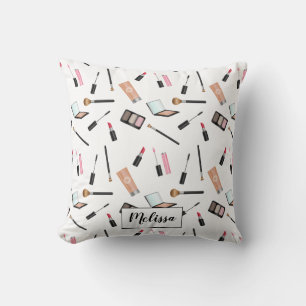 Makeup Pattern Together With Personalized Name Throw Pillow