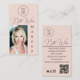 Makeup Pink, QR Code, Vertical Business Card