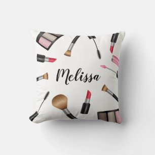 Makeup Products With Personalized Name Throw Pillow