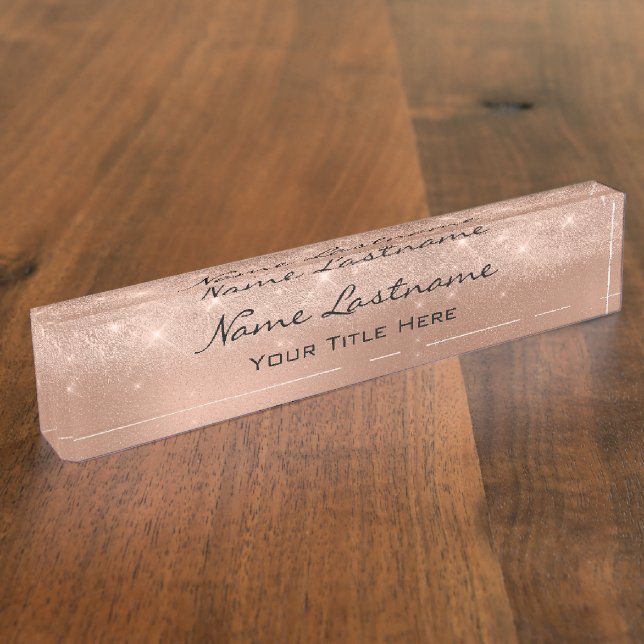 Makeup Rose Aesthetician Beauty Studio Copper Nameplate (Side)