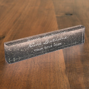 Makeup Rose Esthetician Beauty Black Gold Blush Nameplate