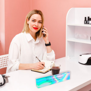 Makeup Rose Esthetician Beauty Holograph Unicorn Nameplate