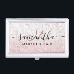Makeup rose gold glitter marble sparkle confetti business card holder<br><div class="desc">Makeup hair rose gold glitter white marble sparkle confetti  monogram logo branding</div>