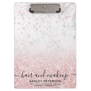 Makeup rose gold glitter marble sparkle confetti clipboard