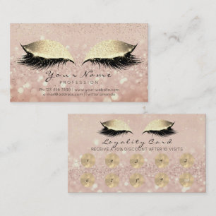 Makeup Rose Golden Lashes Extension Loyalty Card10 Card
