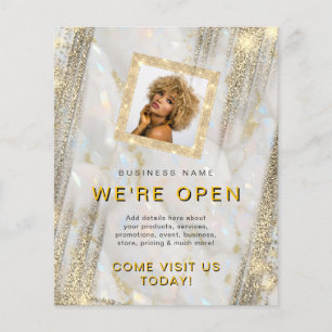 Makeup Salon Custom Photo Gold Chic Opal Stone Flyer