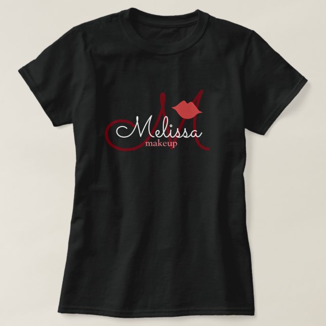 makeup salon name uniform black T-Shirt (Design Front)