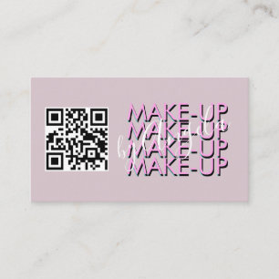 Makeup Salon QR Code Pink Black  Script   Business Card