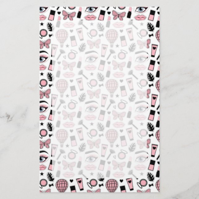 Makeup Sticker Pattern Stationery (Front)