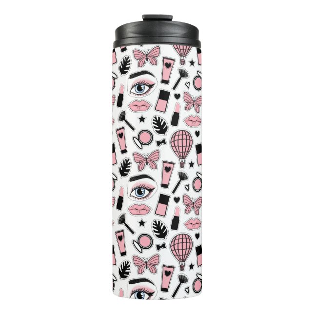 Makeup Sticker Pattern Thermal Tumbler (Front)