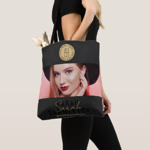 Makeup Studio Black Gold Logo Social Media Tote Bag